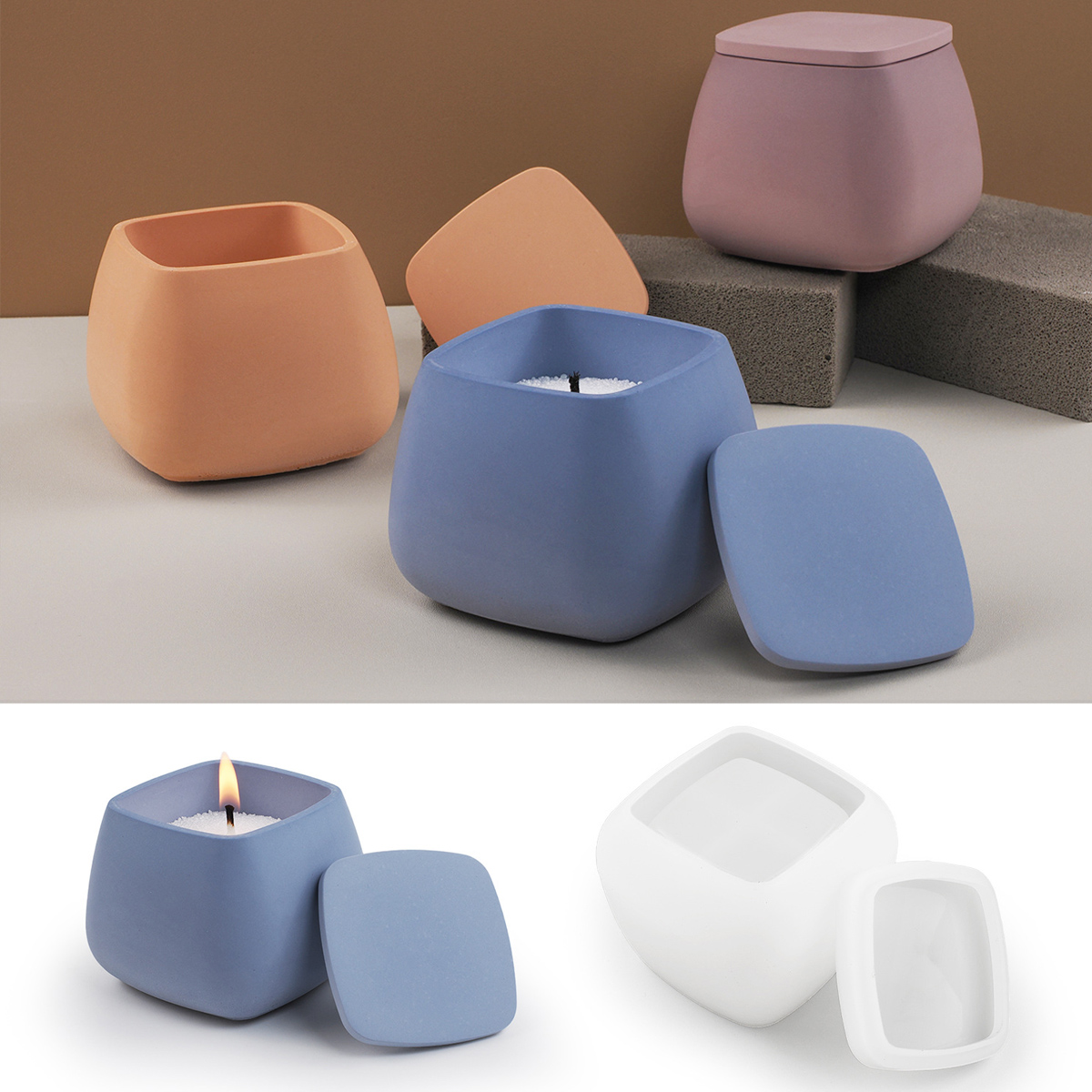 Candle Making Jars - Stoples lilin persegi cetakan silikon DIY