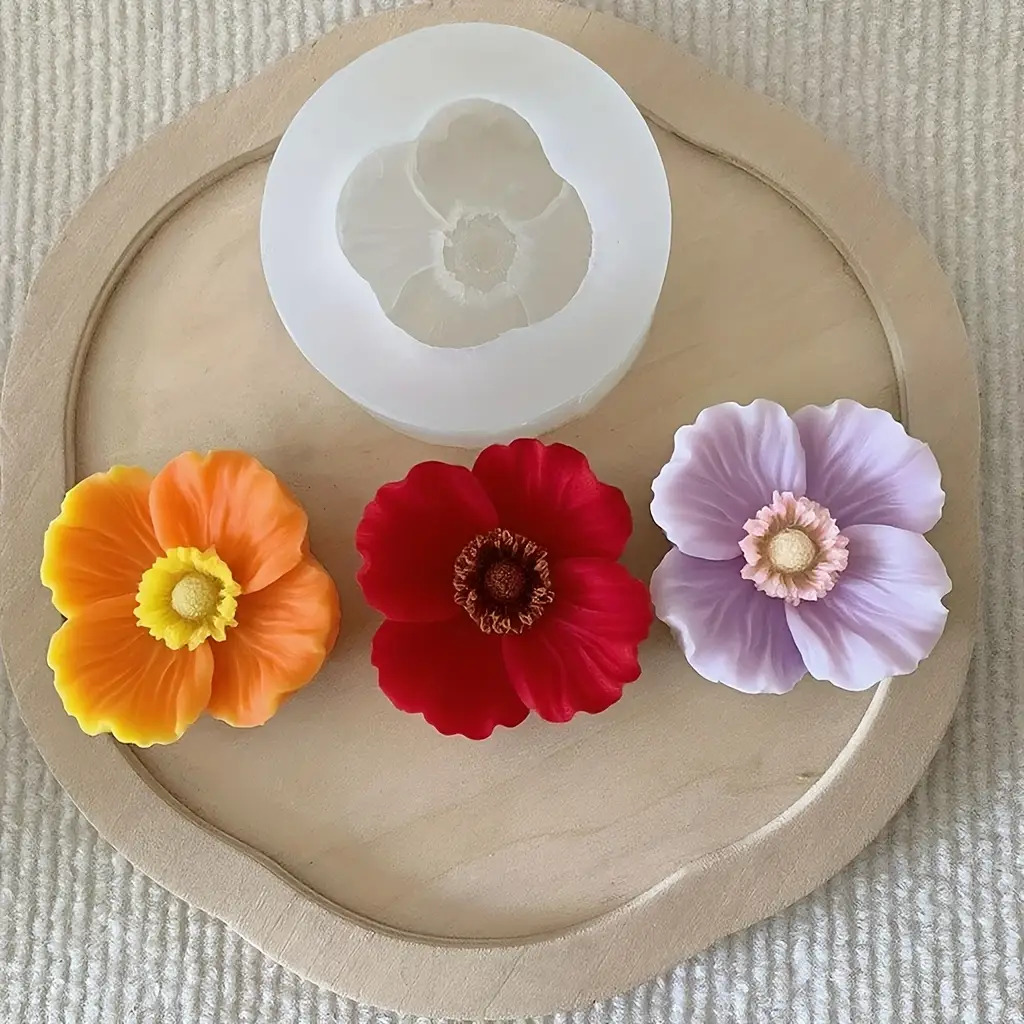 Candle Making Jars - Cetakan Lilin Silikon Bentuk Bunga, Dapat