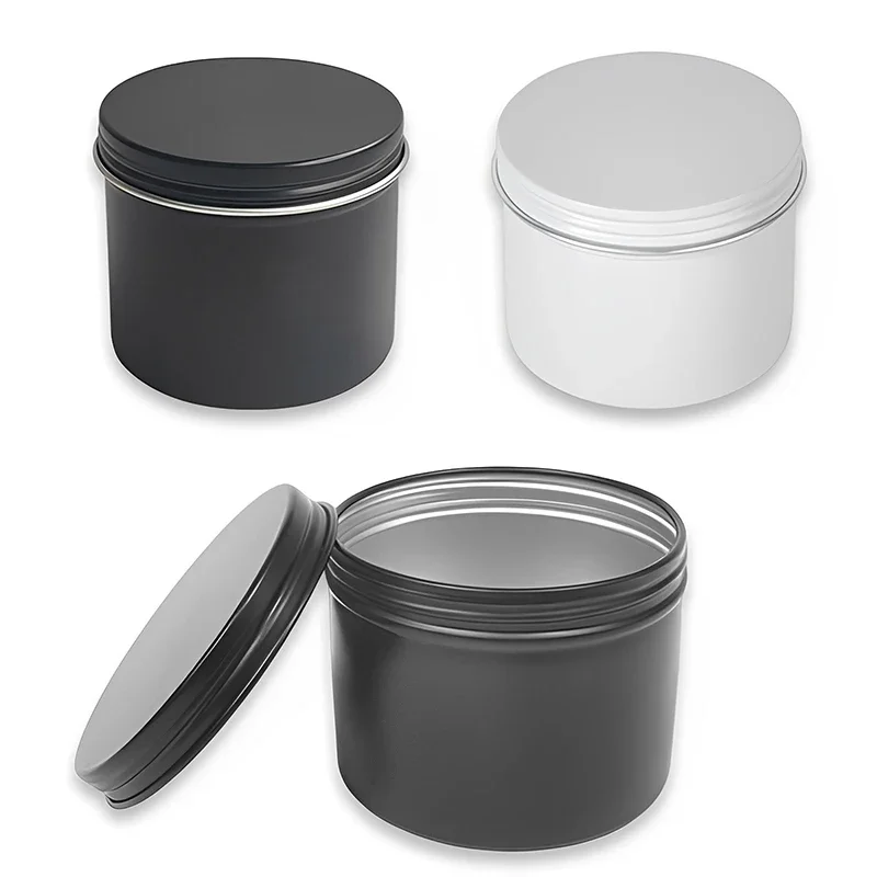 Candle Making Jars - Kaleng kaleng aluminium bulat hitam putih,